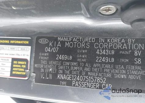 2007 Kia Optima Ex V6 from USA, damaged, VIN KNAGE124075157852